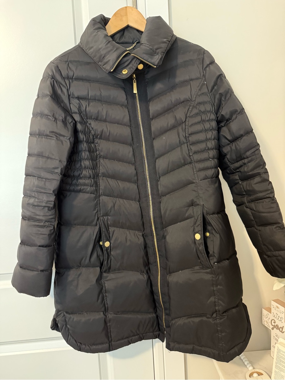 Ellen Tracy br and Women's Quilted Long Puffer Coat - Black medium